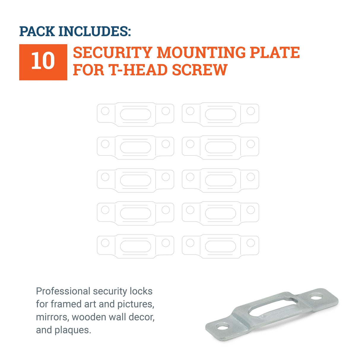 Security Mounting Plate for T-Head Screw - SEC-14X1 - Picture Hang Solutions
