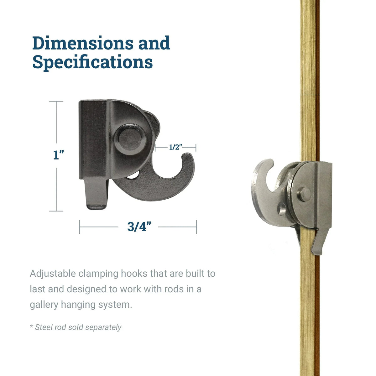 Silver Monkey Hanger - Gallery Rod Adjustable Hook - S-GSH-MKY - Picture Hang Solutions