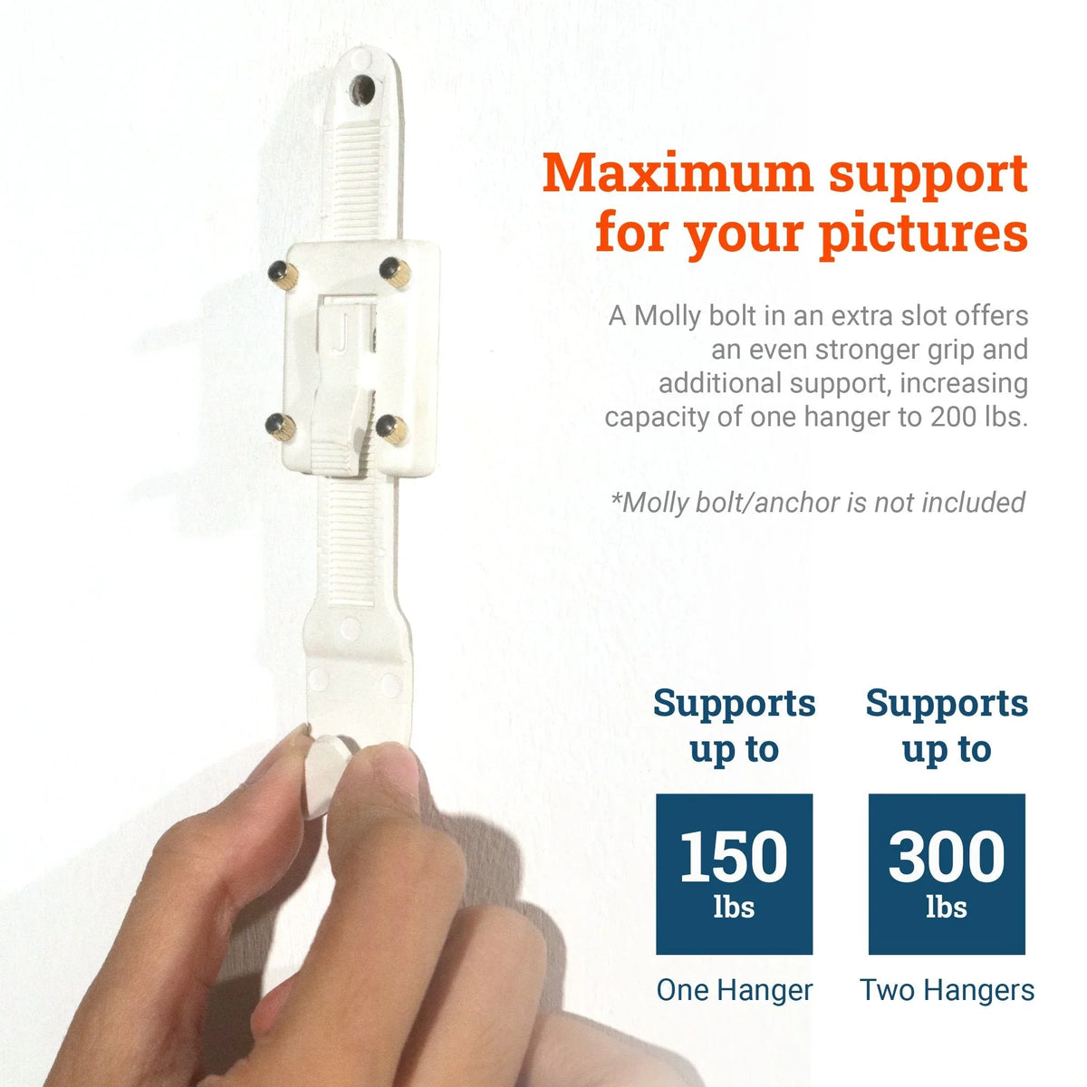 Single Strap Adjustable Hangers (Pair) - S-HWR-190 - Picture Hang Solutions