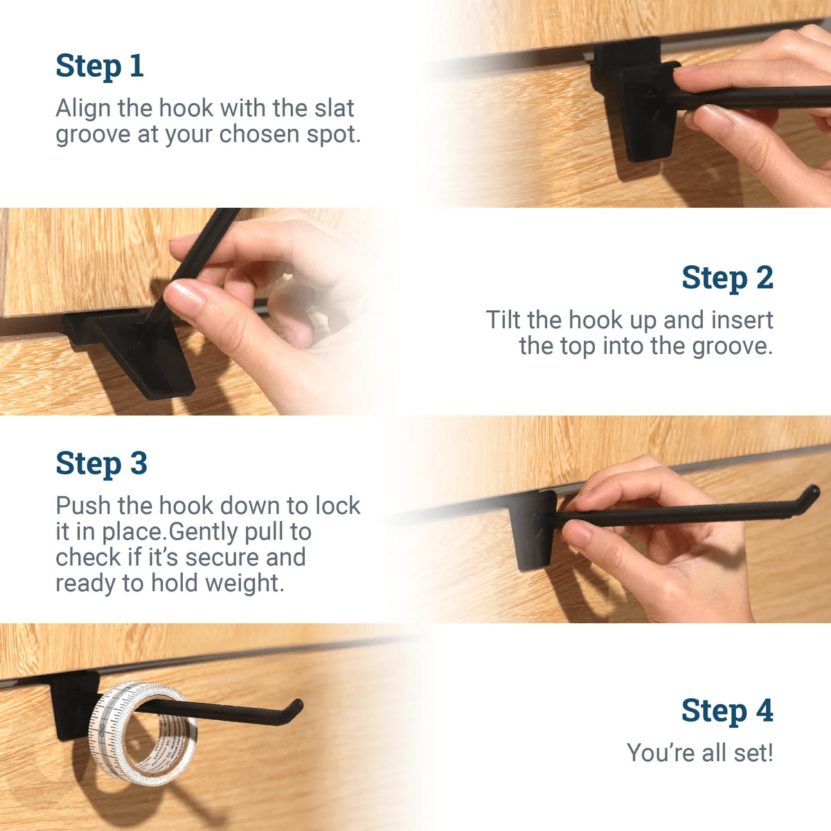 Slatwall Hooks - 8 inches - S-HWR-SLAT8 - Picture Hang Solutions