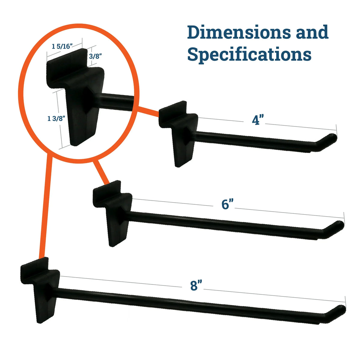 Slatwall Hooks - 8 inches - S-HWR-SLAT8 - Picture Hang Solutions