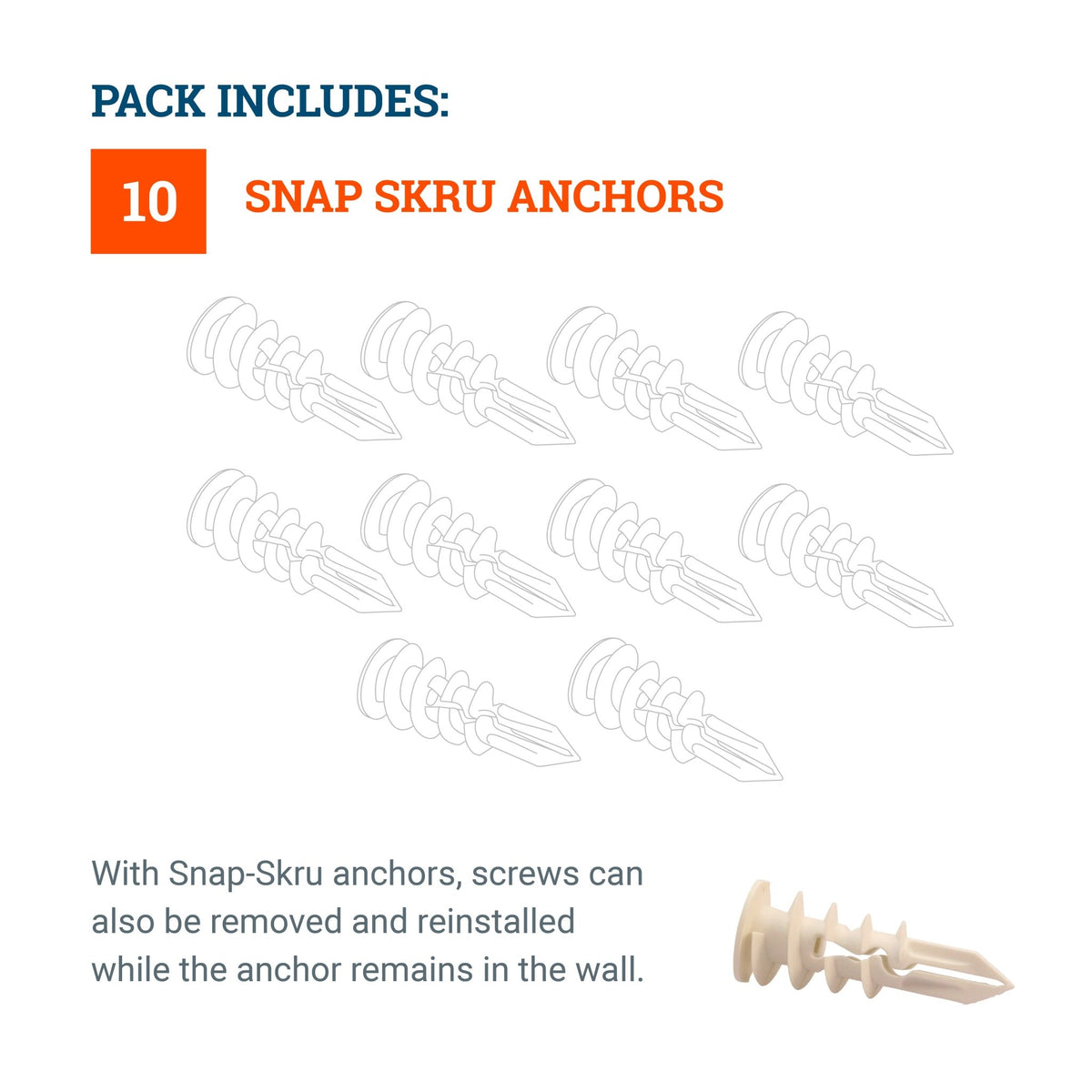 Snap Skru Drywall Anchors - Drywall Anchor Supports up to 45 lbs - SC-ASNAPX - Picture Hang Solutions