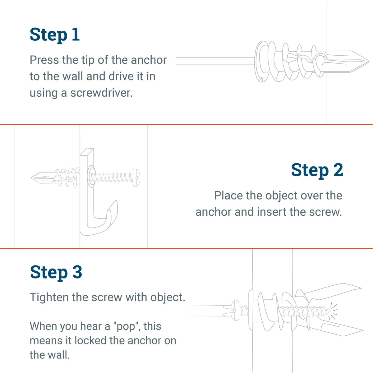 Snap Skru Drywall Anchors - Drywall Anchor Supports up to 45 lbs - SC-ASNAPX - Picture Hang Solutions