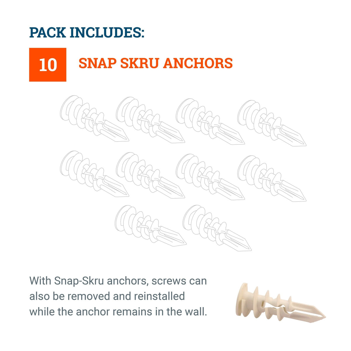 Snap Skru Drywall Anchors - Drywall Anchor Supports up to 45 lbs - S-SC-ASNAPX - Picture Hang Solutions