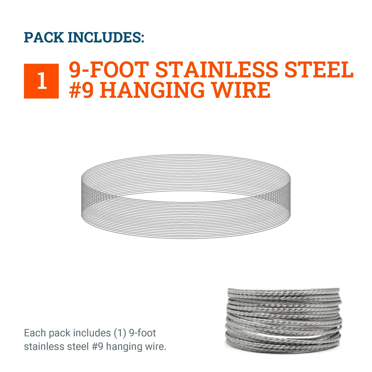 Stainless Steel Hanging Wire 9ft. - S-ROLL-5629 - Picture Hang Solutions