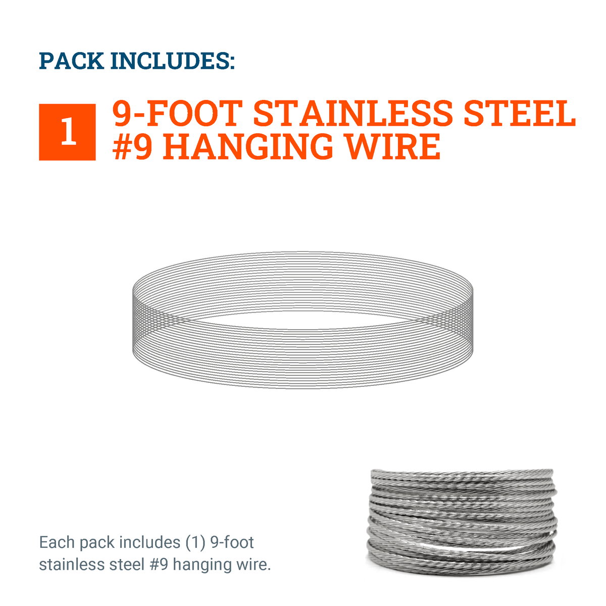 Stainless Steel Hanging Wire 9ft. - S-ROLL-5629 - Picture Hang Solutions