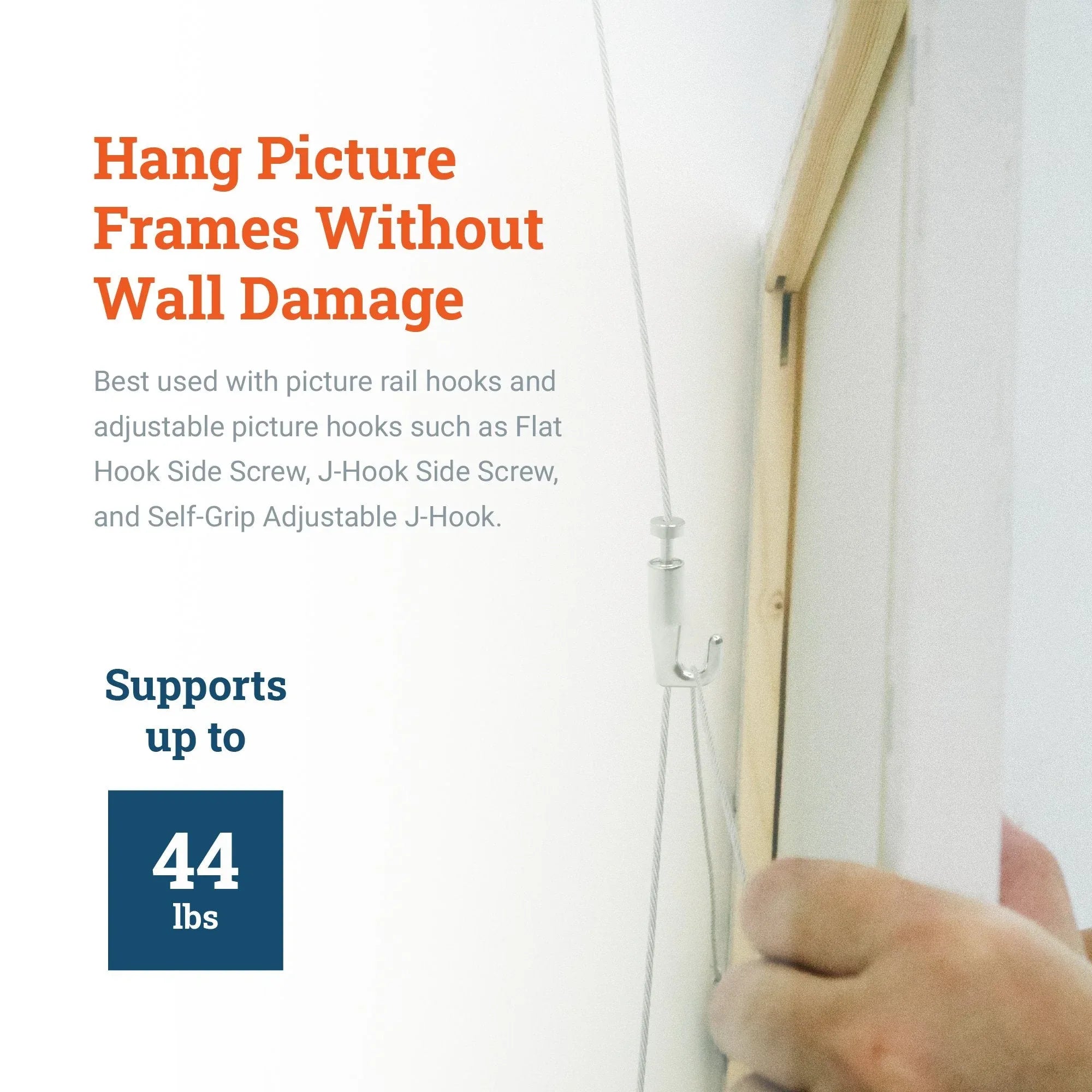 Steel Loop Cable - 72 Inch And Supports 44 Lbs - Picture Hang Solutions