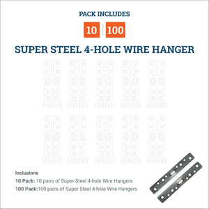 Super Steel 4 - Hole Wire Hanger - S-HWR-110X - Picture Hang Solutions