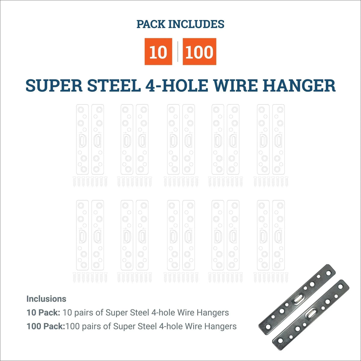 Super Steel 4 - Hole Wire Hanger - S-HWR-110X - Picture Hang Solutions