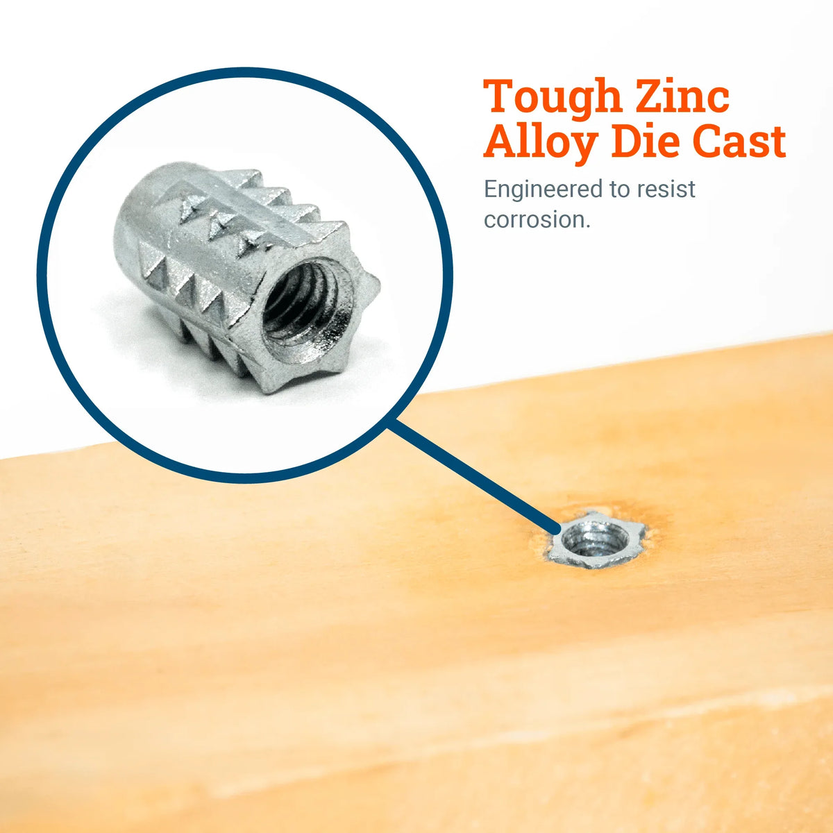 Threaded Zinc Inserts for Wood - S-HWR-WDINS832 - Picture Hang Solutions