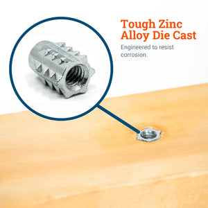 Threaded Zinc Inserts for Wood - S-HWR-WDINS832 - Picture Hang Solutions