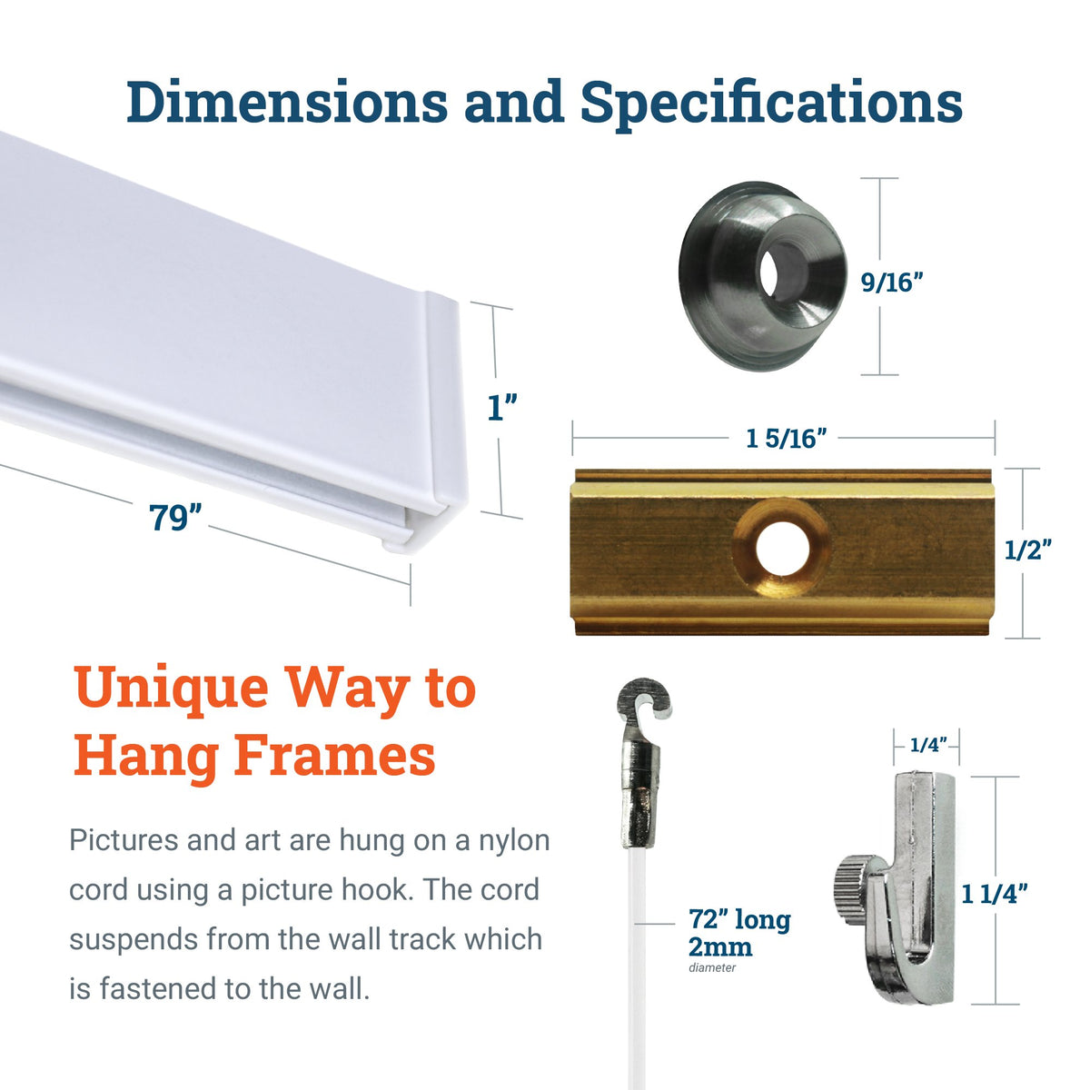 Track 100 Kit With Nylon Cords And Hardware - GSW-TR00-KITN - Picture Hang Solutions