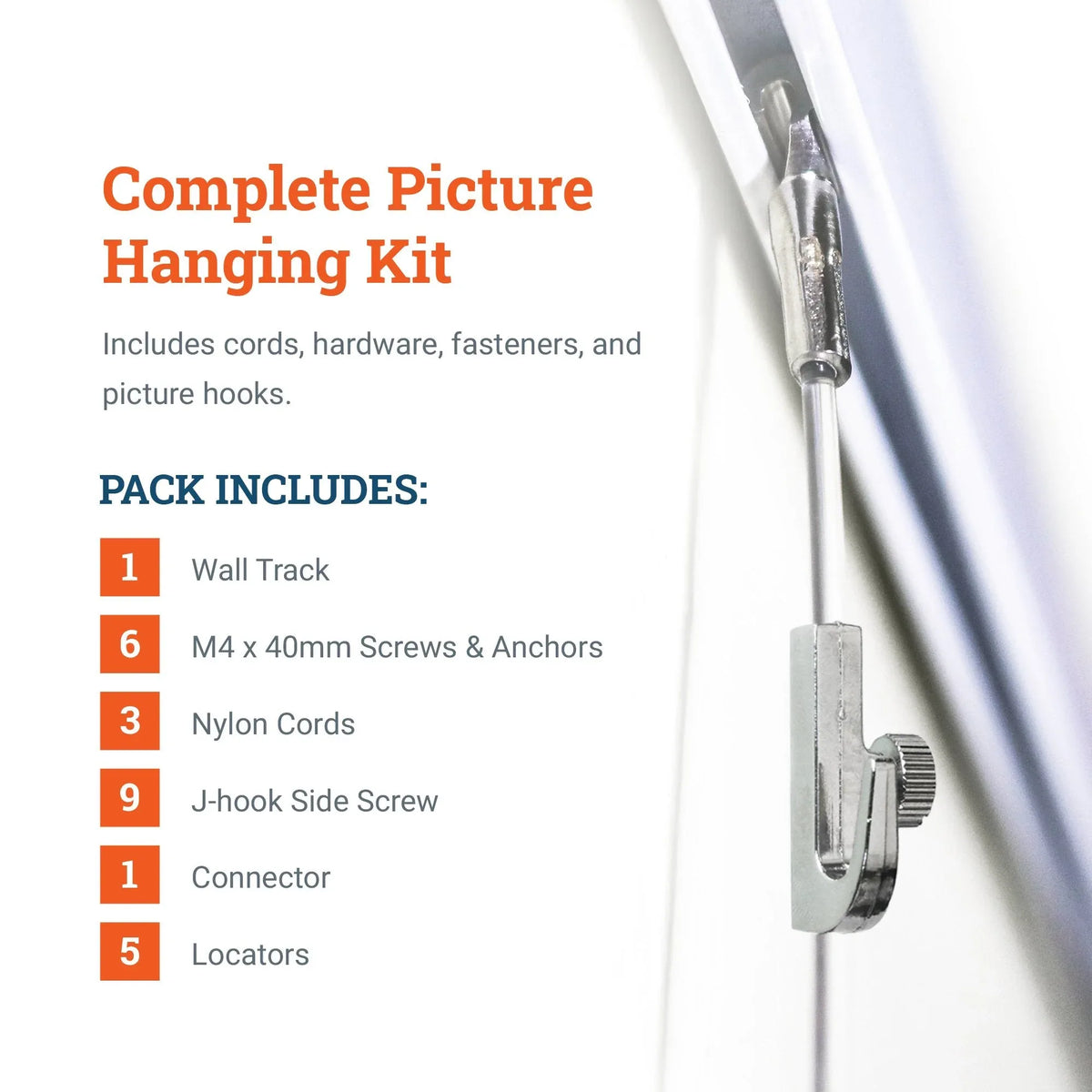 Track 100 Kit With Nylon Cords And Hardware - S-GSW-TR00-KITN - Picture Hang Solutions