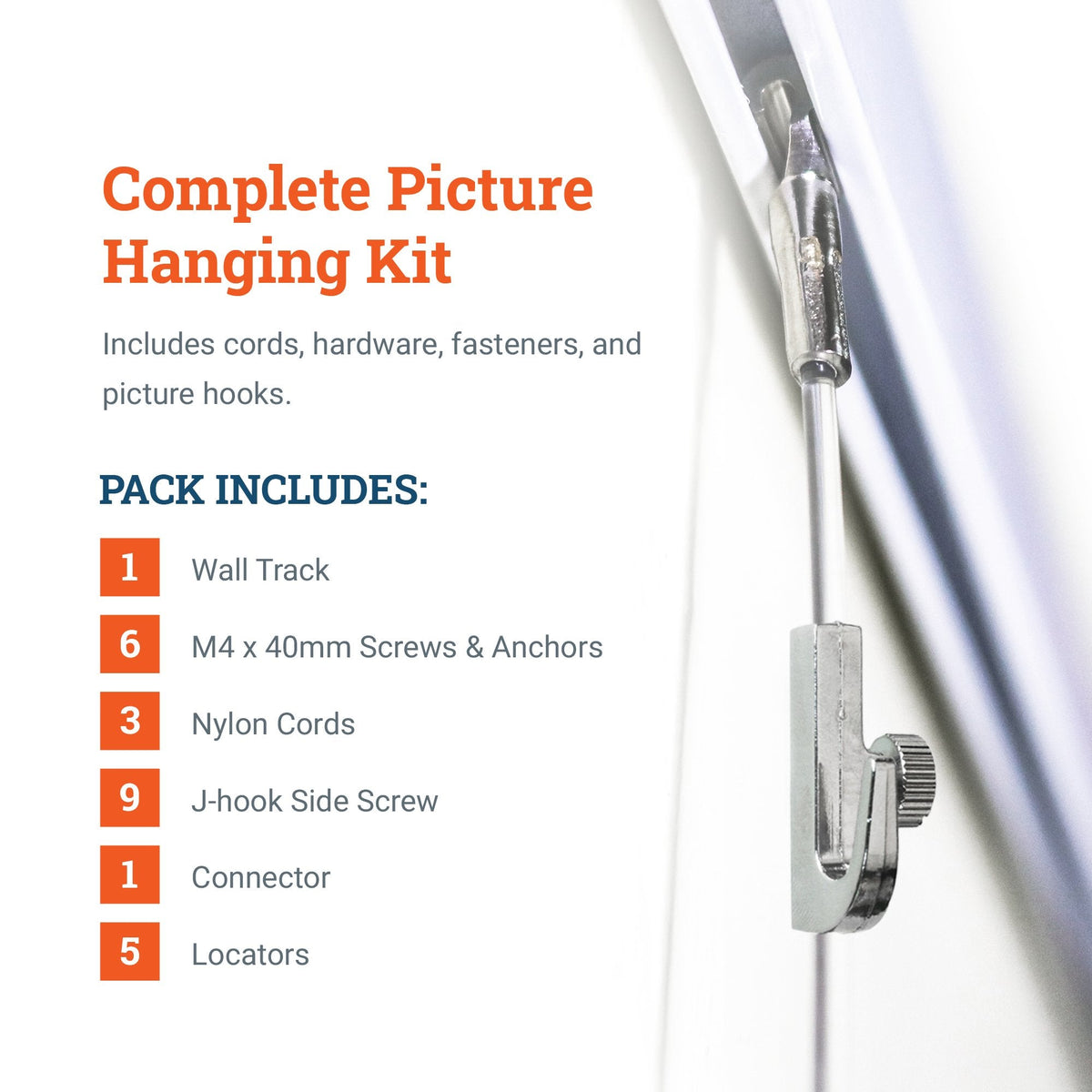 Track 100 Kit With Nylon Cords And Hardware - S-GSW-TR00-KITN - Picture Hang Solutions