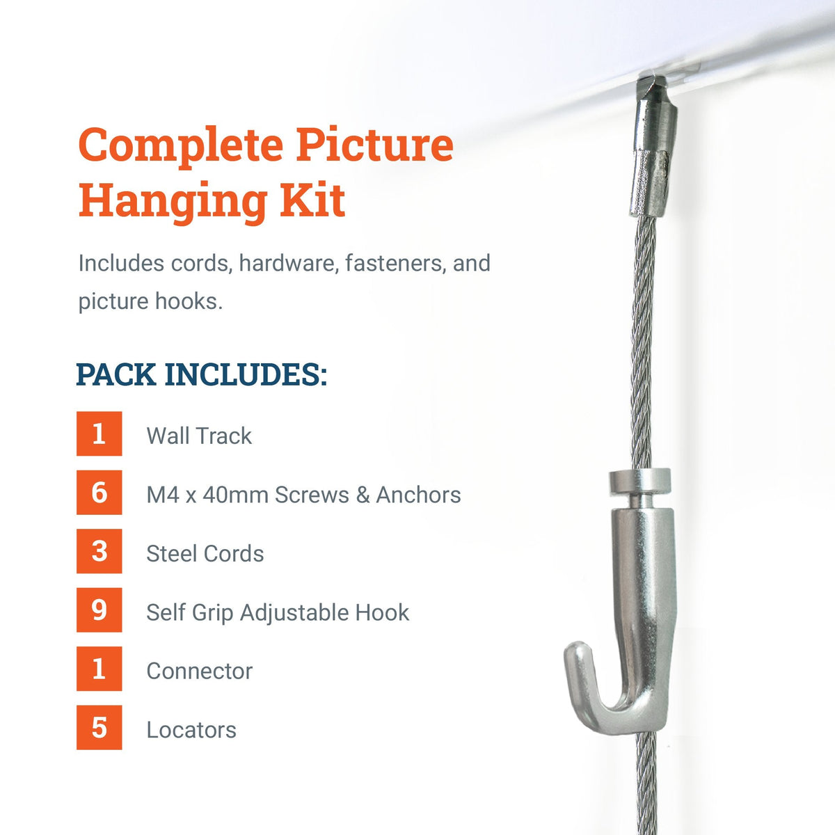 Track 100 Kit With Steel Cords And Hardware - S-GSW-TR00-KITS - Picture Hang Solutions