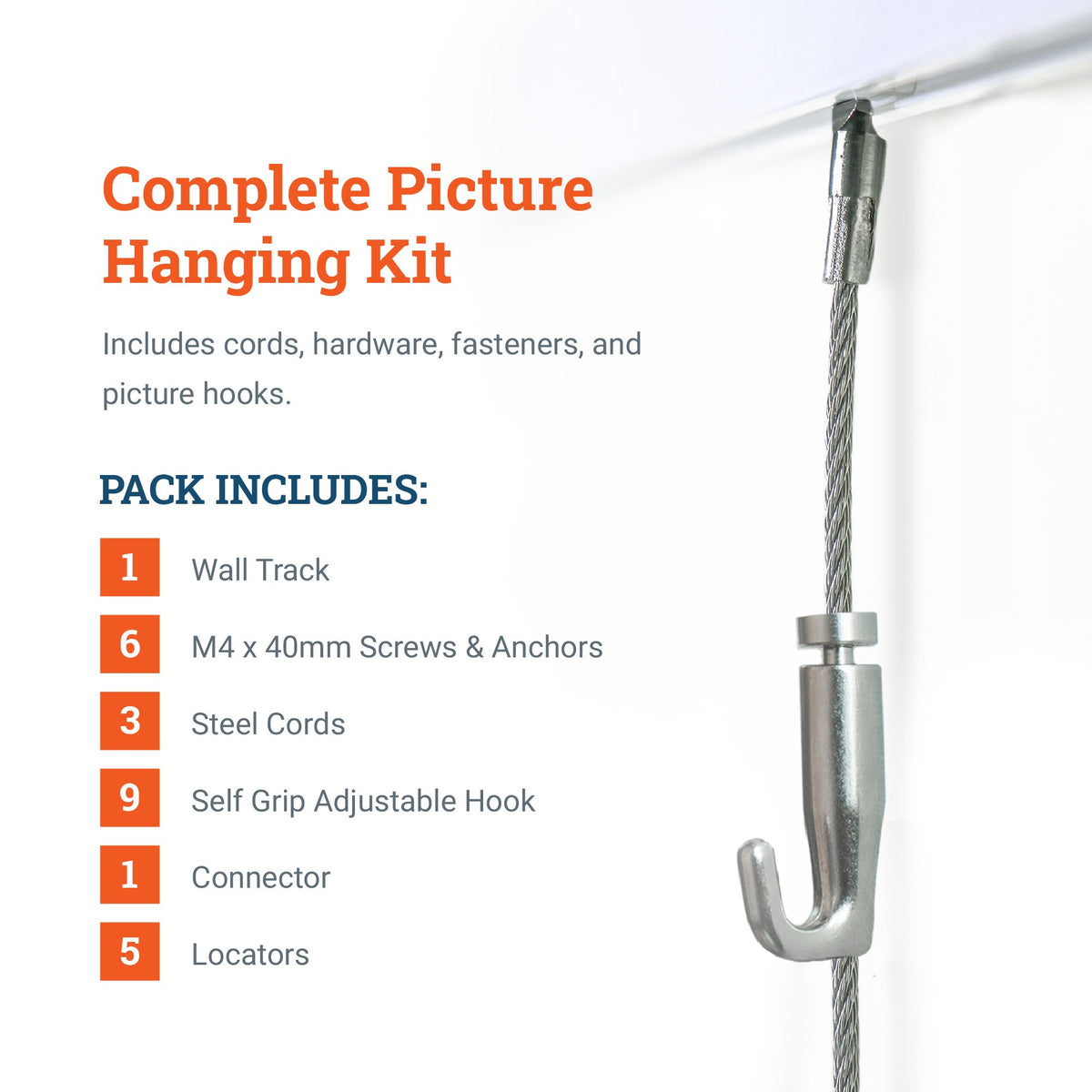 Track 100 Kit With Steel Cords And Hardware - GSW-TR00-KITS - Picture Hang Solutions