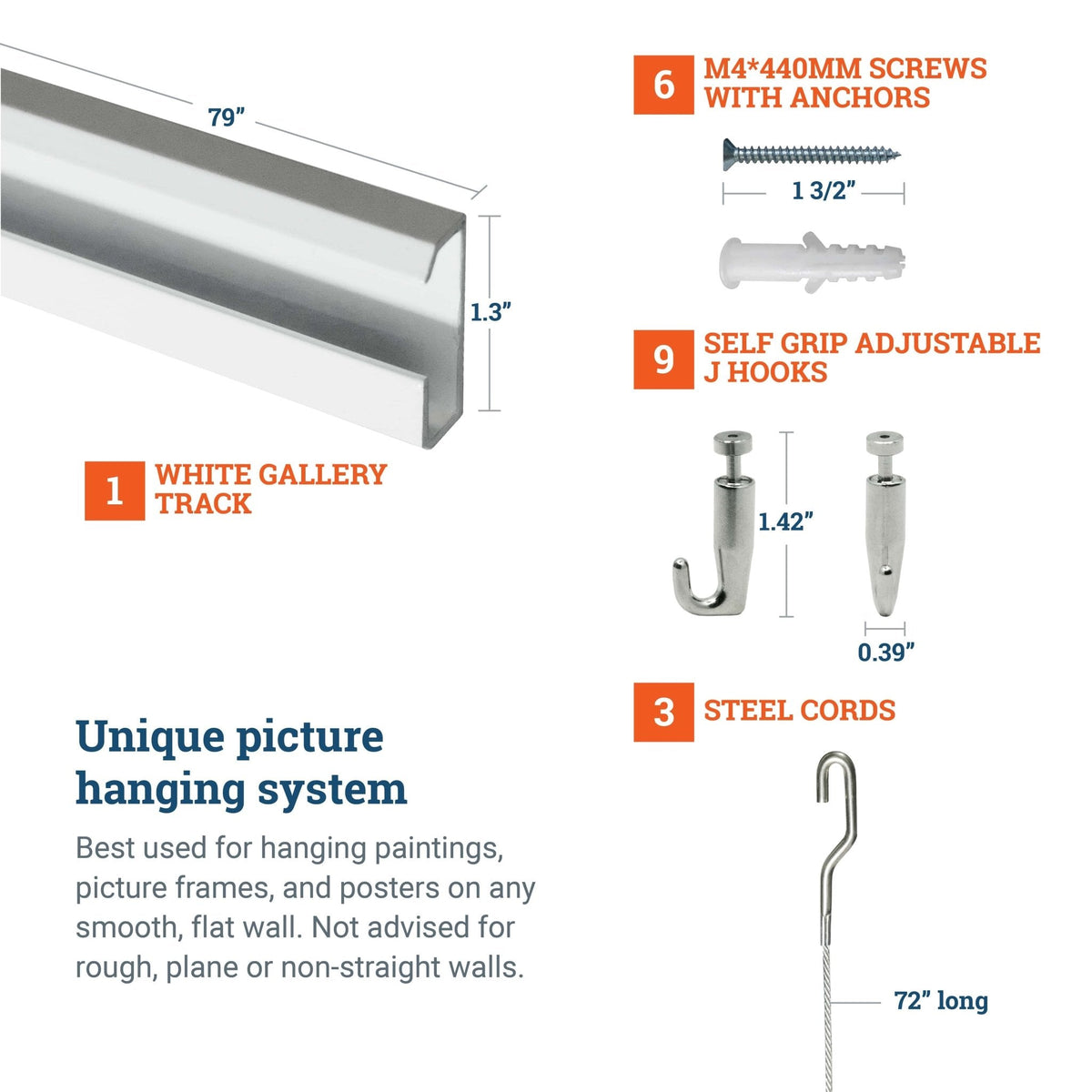 Track 101 Kit With Steel Cords And Hardware - S-GSW-TR01-KITS - Picture Hang Solutions