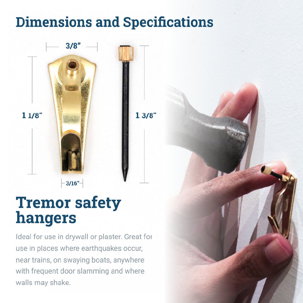 Tremor Hook 30 lb Brass - TH-30X - Picture Hang Solutions