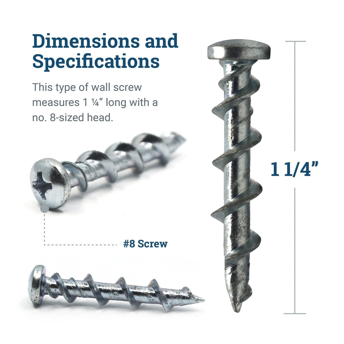 Wall Dog Screws - Best Wall Screws for Drywall, Plaster, and Masonry Wall - S-SC-WDSX - Picture Hang Solutions