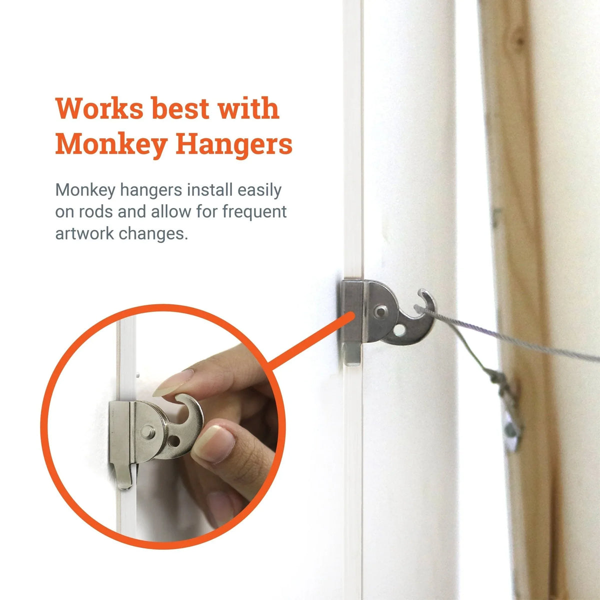 White Gallery Rod for Picture Rail Molding - 4 foot Rod for Hanging Multiple Frames and Photo Wall Collage - S-GS-OGRODW - Picture Hang Solutions