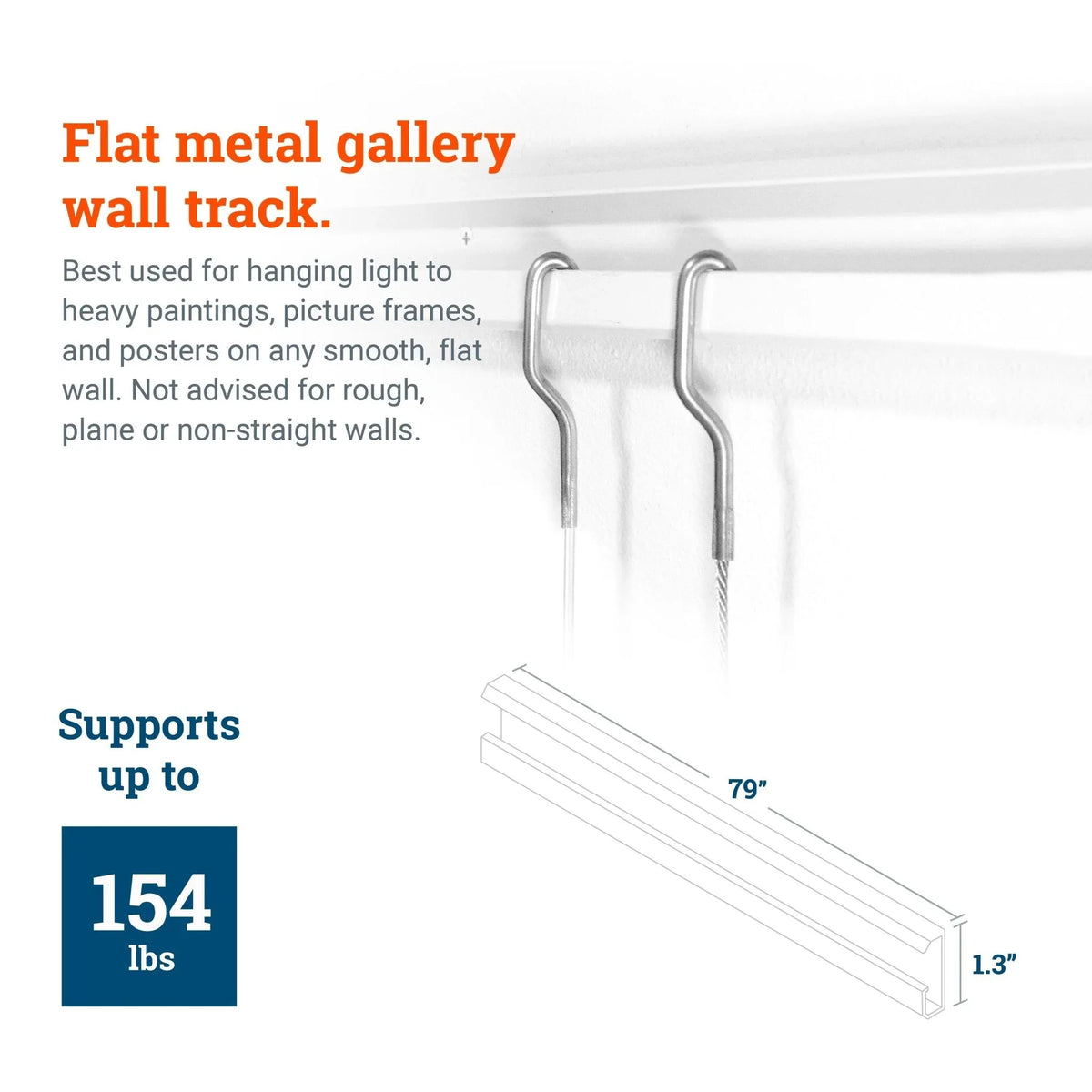White Gallery Track T101 79 Inches - S-GSW-TR01 - Picture Hang Solutions