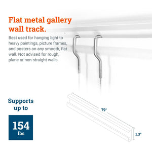 White Gallery Track T101 79 Inches - S-GSW-TR01 - Picture Hang Solutions