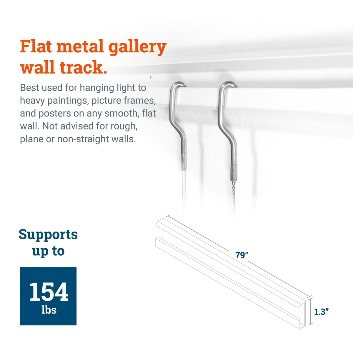 White Gallery Track T101 79 Inches - GSW-TR01 - Picture Hang Solutions