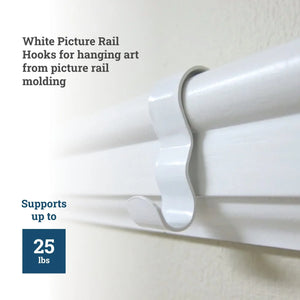 White Picture Rail Hook - S-HWR-2420X - Picture Hang Solutions