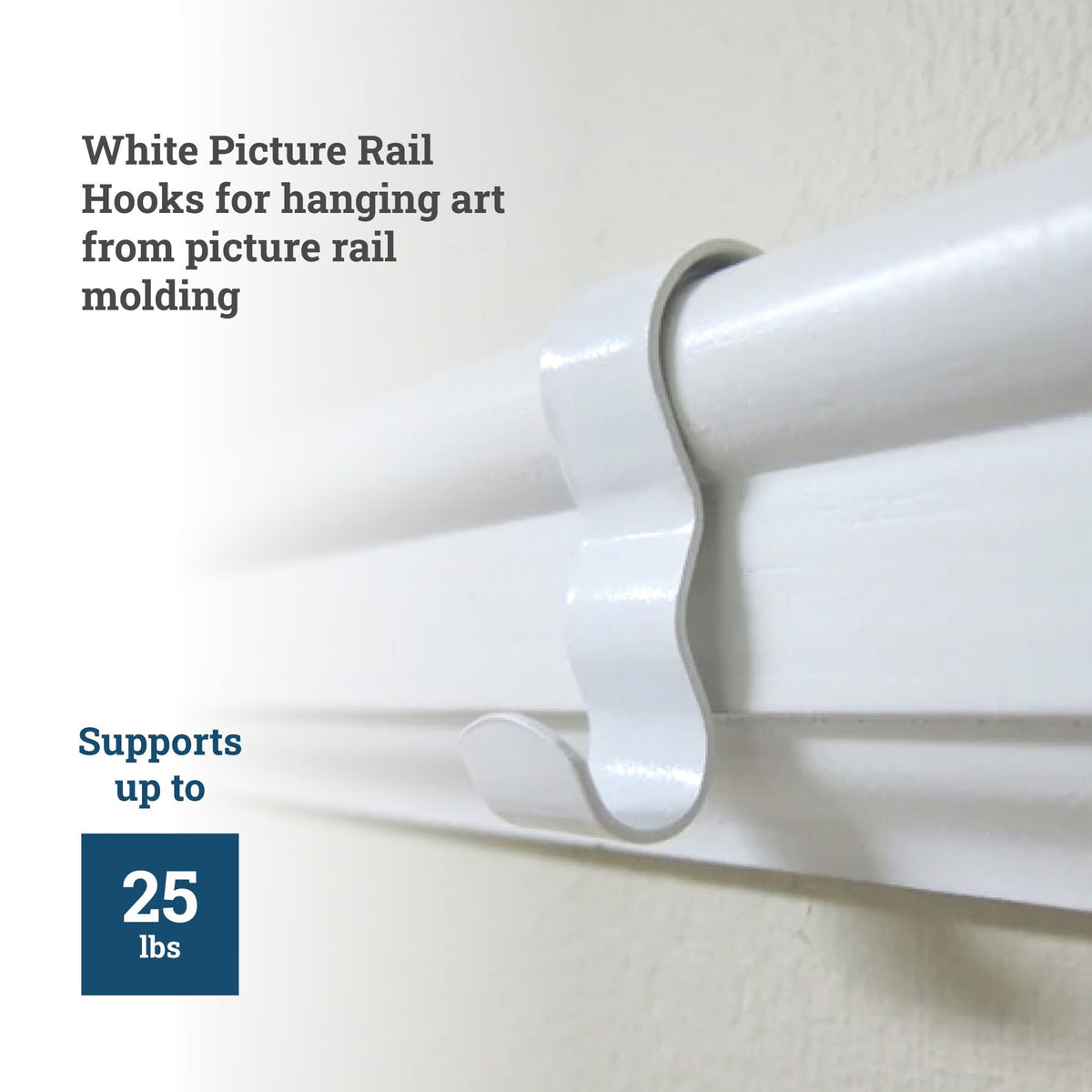 White Picture Rail Hook - S-HWR-2420X - Picture Hang Solutions
