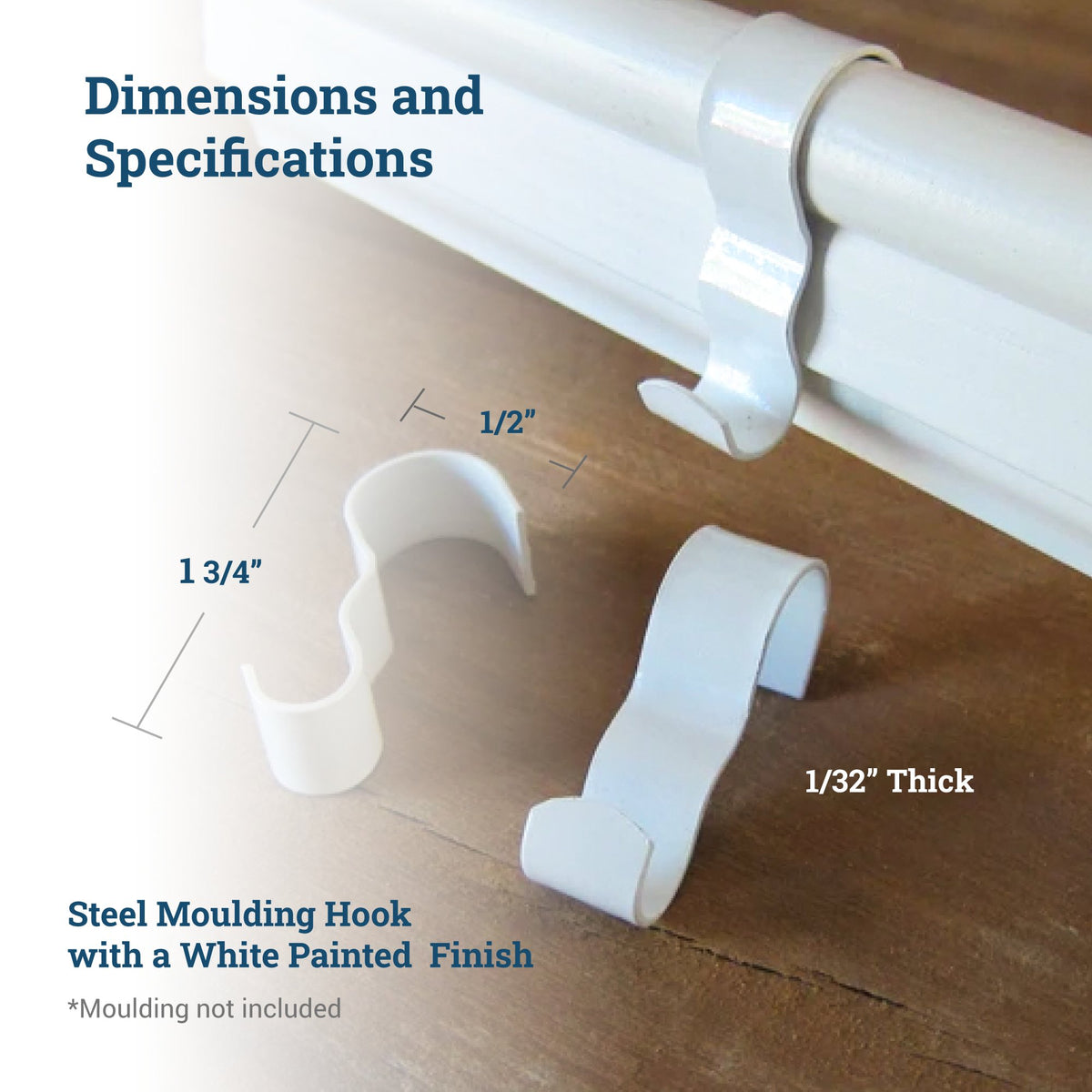 White Picture Rail Hook - HWR-2420X - Picture Hang Solutions