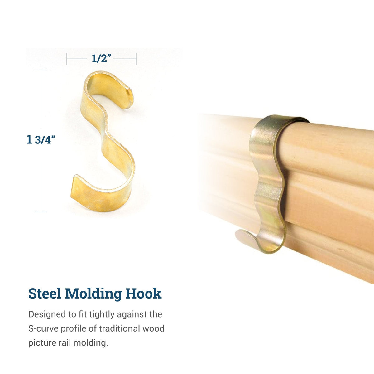 Wide Picture Rail Hook - S-HWR-2320X - Picture Hang Solutions