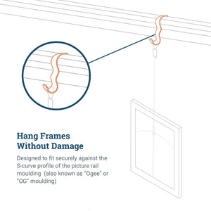 Wide Picture Rail Hook Zinc/Silver - S-HWR-2220X - Picture Hang Solutions