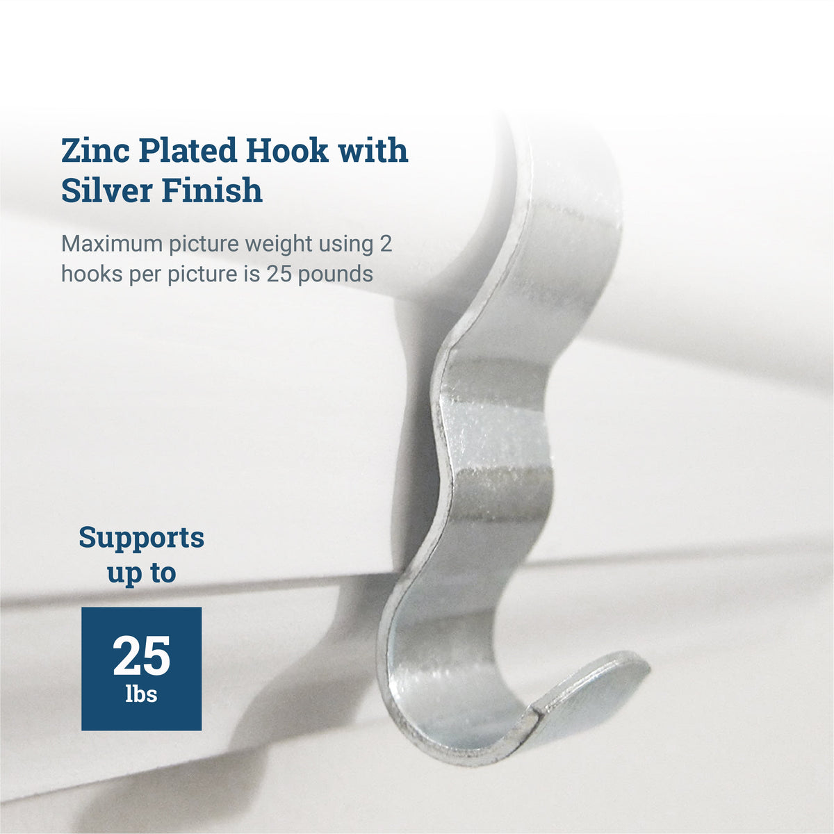 Wide Picture Rail Hook Zinc/Silver